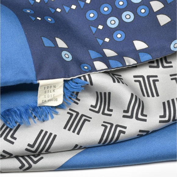 LANVIN Vintage Iconic Logo Reversible Silk Scarf 13" x 50" - Picture 5 of 8